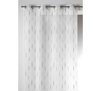 Homemaison 09368-8-AL Voilage Etamine Jacquard Fils Coupes avec Oeillets Ronds Gris/Argent 140 x 260 cm
