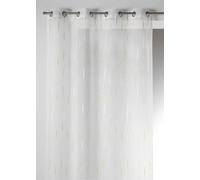 Homemaison 09368-8-AL Voilage Etamine Jacquard Fils Coupes avec Oeillets Ronds Jaune/Argent 140 x 260 cm