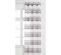 Homemaison 09372-8-AL Voilage Etamine Rayures Horizontales avec Oeillets Ronds Taupe/Argent 140 x 240 cm