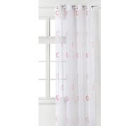 Homemaison 09378-8-AL Voilage Etamine Légère Jacquard Fils Coupes avec Oeillets Ronds Corail/Argent 150 x 240 cm