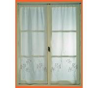 HomeMaison 812420 Vitrage/Paire Étamine Brodée Motif Bouquet Polyester Ivoire 0,2 x 060 x 160 cm