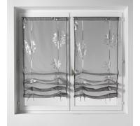 Homemaison 813182 Paire de Vitrage Etamine Imprimé à Remonter Polyester Gris 45 x 160 cm