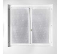 Homemaison 813196 Paire de Vitrage Etamine Imprimé Petits Pois Polyester Blanc/Argent 60 x 160 cm