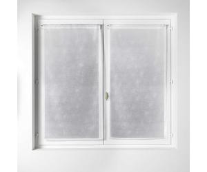 Homemaison 813196 Paire de Vitrage Etamine Imprimé Petits Pois Polyester Blanc/Argent 60 x 160 cm