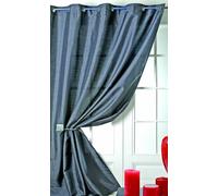 HomeMaison 86574-1 Panneau Voilage Taffetas Uni Effet Soie Polyester Noir 0,2 x 150 x 260 cm