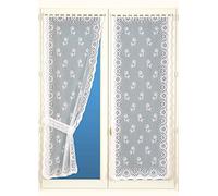 Homemaison Bonne Femme Paire de Rideaux avec Embrasses, Polyester, Blanc, 120x60 cm