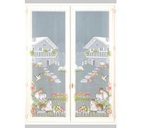 Homemaison Chalet de Montagne Paire de Vitrages Frangés, Polyester, Blanc, 160x60 cm