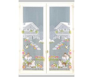 Homemaison Chalet de Montagne Paire de Vitrages Frangés, Polyester, Peint, 120x60 cm