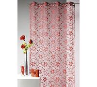 HomeMaison.com HM69806989 Rideau Fantaisie Fil Coupe Fleur/Brodé Brillant Polyester Ivoire 140 x 240 cm