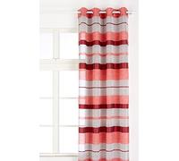 HomeMaison.COM HM69807025 Rideau Etamine Rayure Bayadère Polyester Corail 140 x 240 cm