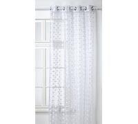 HomeMaison.COM HM69807144 Rideau Organza Brodé/Jacquard Pois Polyester Blanc 130 x 240 cm