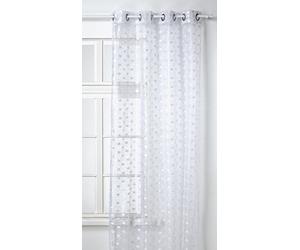 HomeMaison.COM HM69807144 Rideau Organza Brodé/Jacquard Pois Polyester Blanc 130 x 240 cm