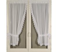 HomeMaison.com Paire de Voilages en Etamine - Voilage Macramé - Voilage Occultant - Voilage Blanc - Voilage 095X220