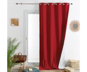 HomeMaison.com QABANE - Rideau Thermique Occultant 100% Doublure Polaire - Polyester - Isolation Totale - Chambre, Salon - Oeillets Ronds Canon de Fusil - 140 x 260 cm - Rouge