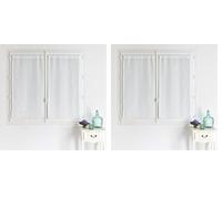 HomeMaison.com Rideau Unis à Rayures Blanc 45 x 120 cm Voilage Tamisant Fenêtre Moderne