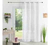 HomeMaison.COM Voilage en Etamine - Brodé - Occultant - Blanc - 140X260
