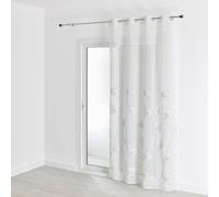 HomeMaison.com Voilage en Etamine - Voilage Brodé - Voilage Occultant - Voilage Blanc - Voilage 140X260