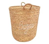 Homemaison - Grand Panier Naturel Bazar XL - Feuille de Palmier et Coton Tressage Artisanal - Usage Polyvalent Rangement ou Déco - 50 x 50 x 55 cm - Blanc