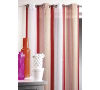 HomeMaison HM69321981 Voilage en Etamine à Rayures Verticales Polyester Brique 140 x 260 cm