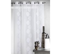 HomeMaison HM69421986 Voilage Fantaisie Brodé Ton sur Ton Polyester Blanc 140 x 240 cm