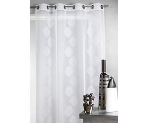 HomeMaison HM69421986 Voilage Fantaisie Brodé Ton sur Ton Polyester Blanc 140 x 240 cm