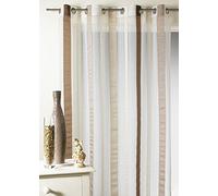 HomeMaison HM69481988 Voilage en Organza à Rayures Verticales Polyester Gris 150 x 260 cm