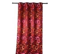 HomeMaison HM69751981 Rideau en Jacquard à Imprimés Cercles Fantaisies Polyester Piment 140 x 260 cm