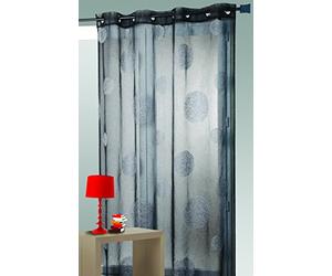 HomeMaison HM6980774629 Voilage en Étamine Brodé de Ronds Mêlés Gris