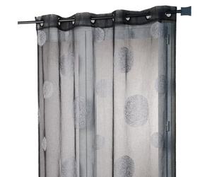 HomeMaison HM6980774631 Voilage en Étamine Brodé de Ronds Mêlés Noir