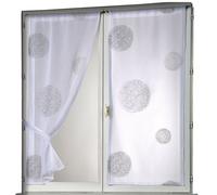 HomeMaison HM698127500045 Vitrage Brodé Ronds Mêlés Étamine Blanc 45 x 130 cm