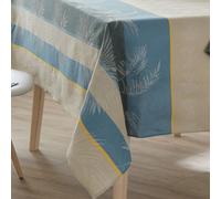 Homemaison - Nappe Ovale Tropicale À Jacquard Enduit Bleu Azur Ovale 170x240 Cm