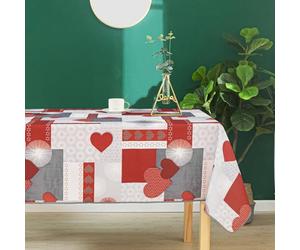 Homemaison - Nappe Rectangulaire Esprit Romantique - Polyester Enduit - Imperméable, Traitement Anti Tache - pour Table Cuisine, Salle à Manger - 145 x 200 cm - Rouge
