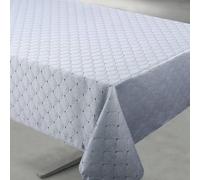 Homemaison - Nappe Rectangulaire Extérieure Esprit Bord de Mer - Polyester Enduit - Anti-Taches et Imperméable - Idéale pour Jardin et Cuisine - 145 x 240 cm - Gris Clair