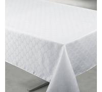 Homemaison - Nappe Rectangulaire Extérieure Esprit Bord de Mer - Polyester Enduit - Anti-Taches et Imperméable - Idéale pour Jardin et Cuisine - 145 x 240 cm - Blanc