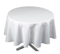 Homemaison - Nappe Ronde Extérieure Esprit Bord de Mer - Polyester Enduit - Anti-Taches et Imperméable - Idéale pour Jardin et Cuisine - Accueille 4 à 6 Convives - Ø 160 cm - Blanc