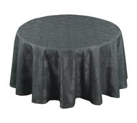 Homemaison - Nappe Ronde Extérieure Motifs Graphiques - Polyester Enduit - Anti-Taches et Imperméable - Idéale pour Jardin et Cuisine - Ø 160 cm - Gris Anthracite