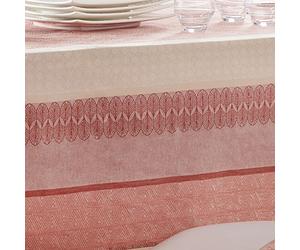 Homemaison - Nappe Ronde/Ovale Enduite Charleston Orange Corail 170x240 Cm