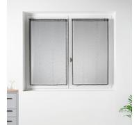Homemaison - Paire de Petits Voilages en Organza à Rayures Argentées - Polyester - Ourlet Passe Tringle - Usage Fenêtre Cuisine Salon - 60 x 120 cm - Gris Clair