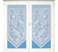 Homemaison - Paire de Petits Voilages en Pointe Et à Dentelle - 100% Polyester - Effet Ajouré Impressions Fleuries - Passants à Passe Tringle - Prêts à Poser - 60 x 120 cm - Blanc