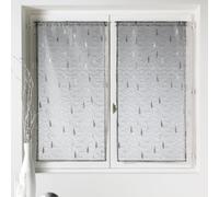Homemaison - Paire de Petits Voilages Organza Et Jacquard à Motifs Gouttes - Polyester - Ourlet Passe Tringle - Usage Cuisine Salon - 80 x 160 cm - Gris Clair