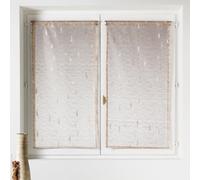 Homemaison - Paire de Petits Voilages Organza Et Jacquard à Motifs Gouttes - Polyester - Ourlet Passe Tringle - Usage Cuisine Salon - 60 x 120 cm - Ivoire