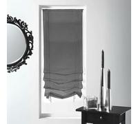 Homemaison - Petit Voilage à Remonter en Organza Fantaisie 'Goutte d'eau Métallique' - Polyester - Léger et Aérien - Cuisine, Fenêtre - 90 x 200 cm - Gris Clair