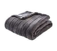 HomeMaison Plaid à Rayures, Polyester, Anthracite, 160x120 cm