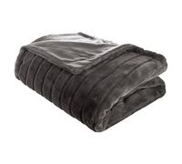 HomeMaison Plaid à Rayures, Polyester, Anthracite, 230x180 cm