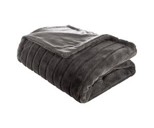 HomeMaison Plaid à Rayures, Polyester, Anthracite, 230x180 cm