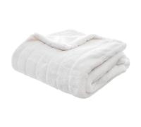 HomeMaison Plaid à Rayures, Polyester, Blanc, 160x120 cm