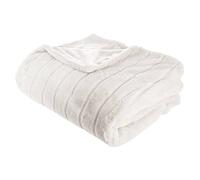 HomeMaison Plaid à Rayures, Polyester, Blanc, 230x180 cm