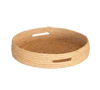 Homemaison - Plateau Rond en Osier Naturel avec Anses - Accessoires Déco - Tressage Fin - Service Repas, Petit Déjeuner, Thé, Café - 28 x 5,5 cm - Naturel