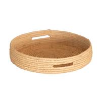 Homemaison - Plateau Rond en Osier Naturel avec Anses - Accessoires Déco - Tressage Fin - Service Repas, Petit Déjeuner, Thé, Café - 32 x 6 cm - Naturel