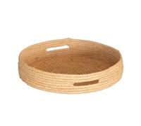 Homemaison - Plateau Rond en Osier Naturel avec Anses - Accessoires Déco - Tressage Fin - Service Repas, Petit Déjeuner, Thé, Café - 25 x 4,5 cm - Naturel